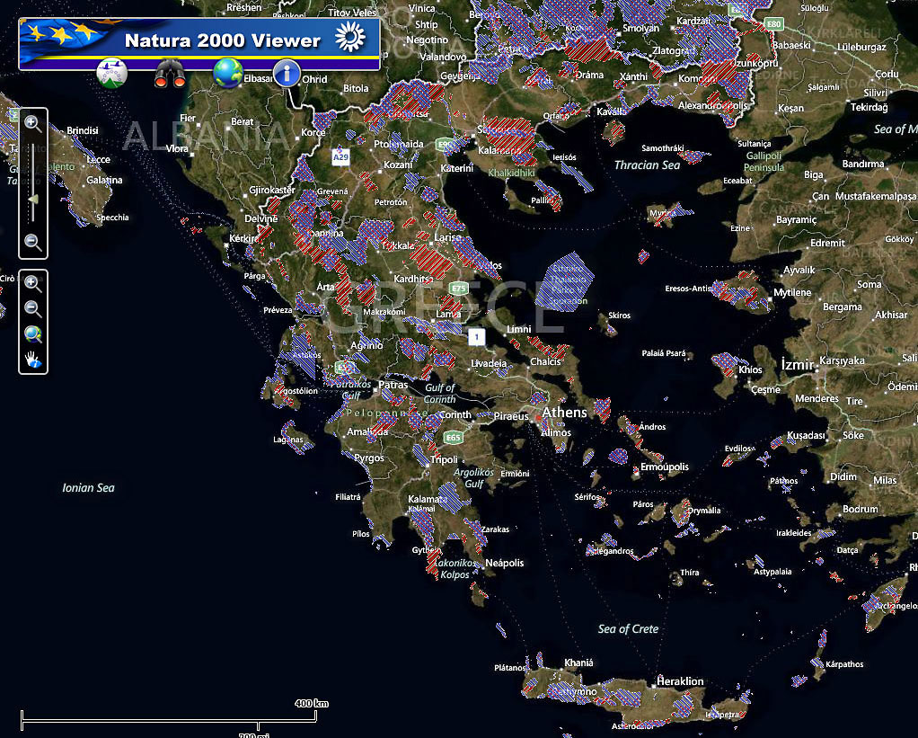 Χάρτης με τις περιοχές του δικτύου 2000 sites στην Ελλάδα