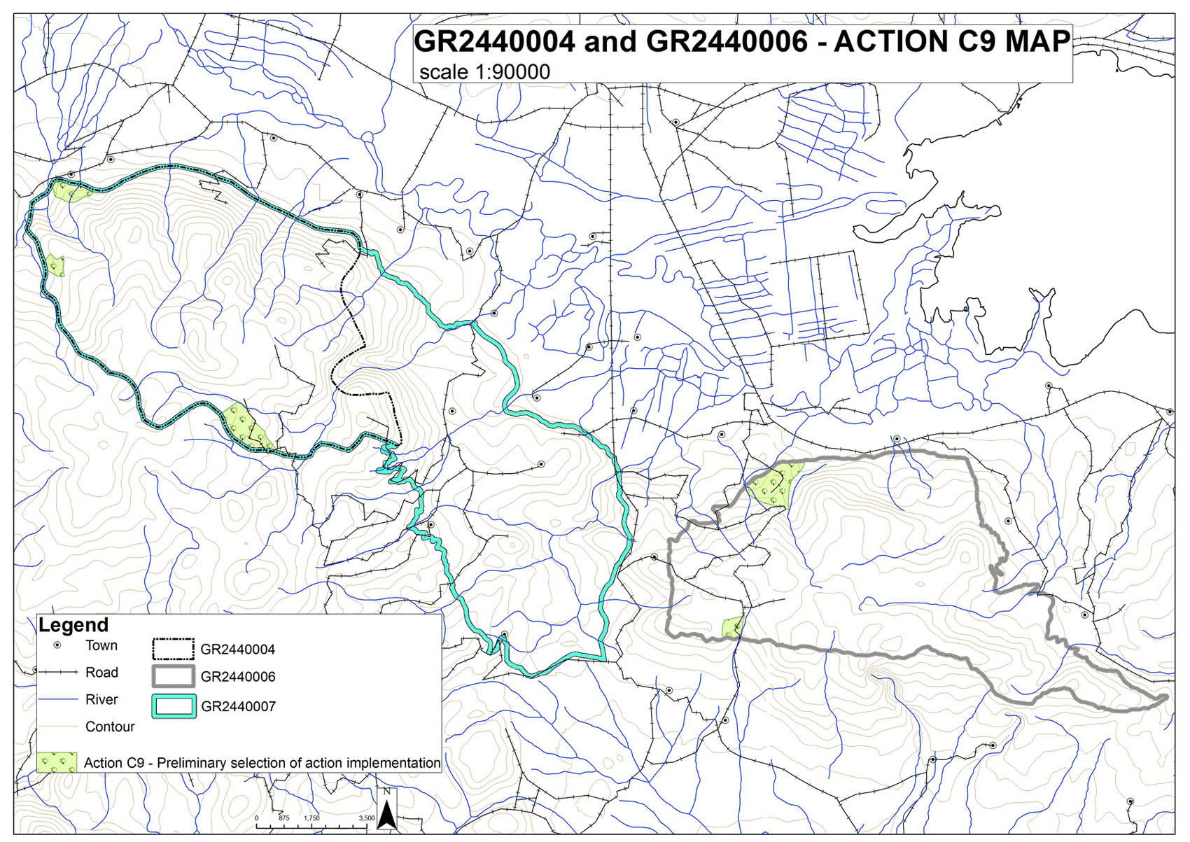 Indicative locations of Action C.9 implementation.